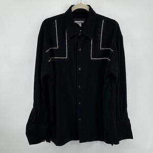 VTG Western Edgy Rockabilly Classic Black Men's Button Down Shirt SzL
